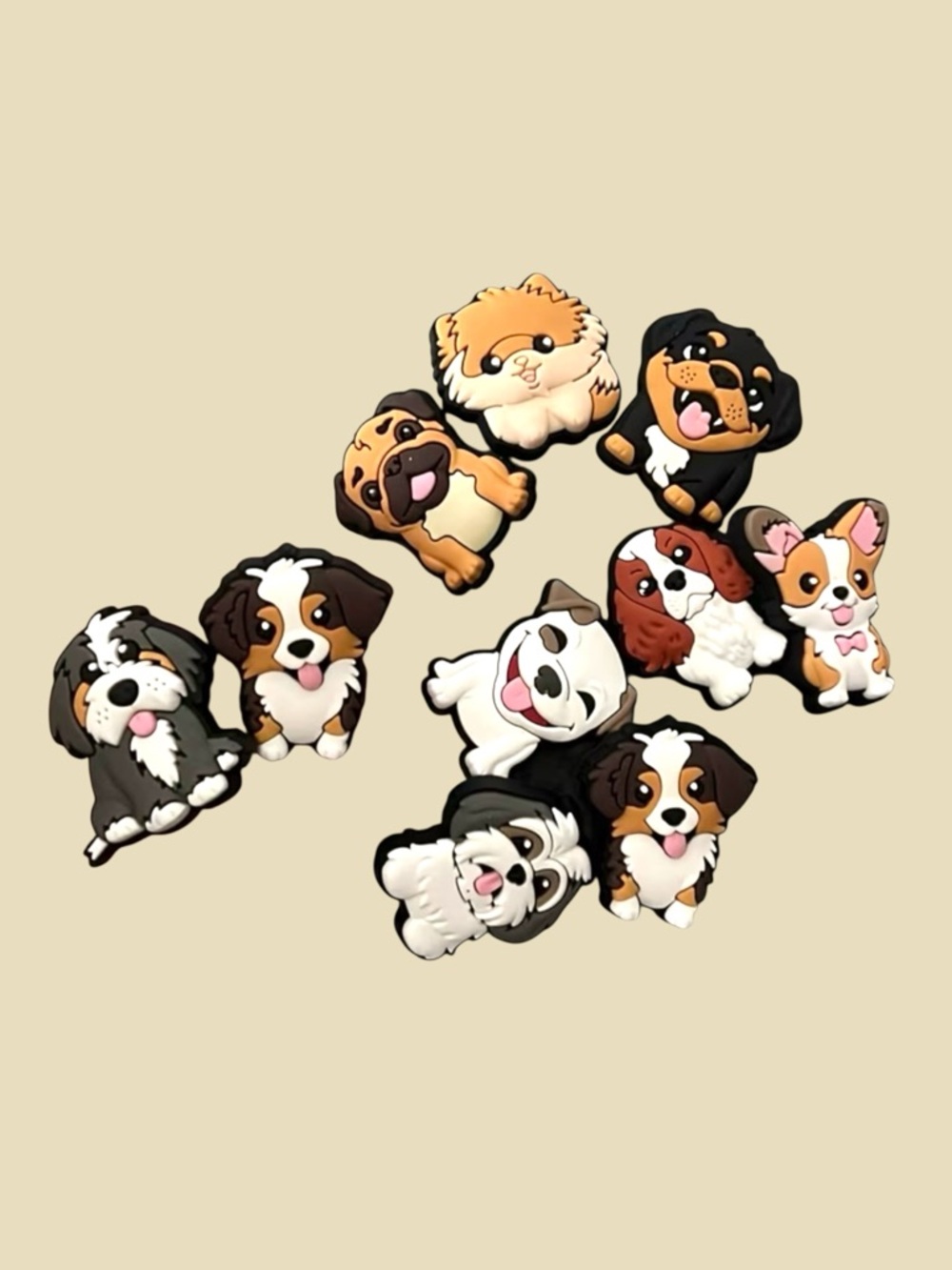 Dog Cartoon Shoe Charms - Assorted Tan, White, Black Colors - Picture 2 of 3